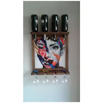 

Wall Art Picture Wooden Wine Rack Bottle Organizer Holders Beer Whiskey Bottle Bar Home Party Kitchen Salon Accessory