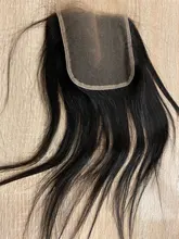 Extensiones de pelo peruano con malla, accesorio capilar liso de 2x6 con cierre de encaje y nudos blanqueados, Color Natural Remy