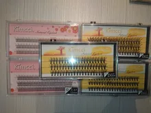 Kimcci-extensiones de pestañas individuales, 120 nudos/funda, pestañas de racimo 3D de visón Natural, maquillaje profesional acampanado
