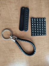 LLavero de cuero antipérdida para coche, soporte para llavero con número de teléfono, tarjeta, cuerda de cuero trenzado, accesorios para coche