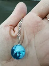 Collar con colgante de Luna y Bola de resina transparente para mujer, collar con cadena de nubes azules y blancas, regalos de joyería para niña