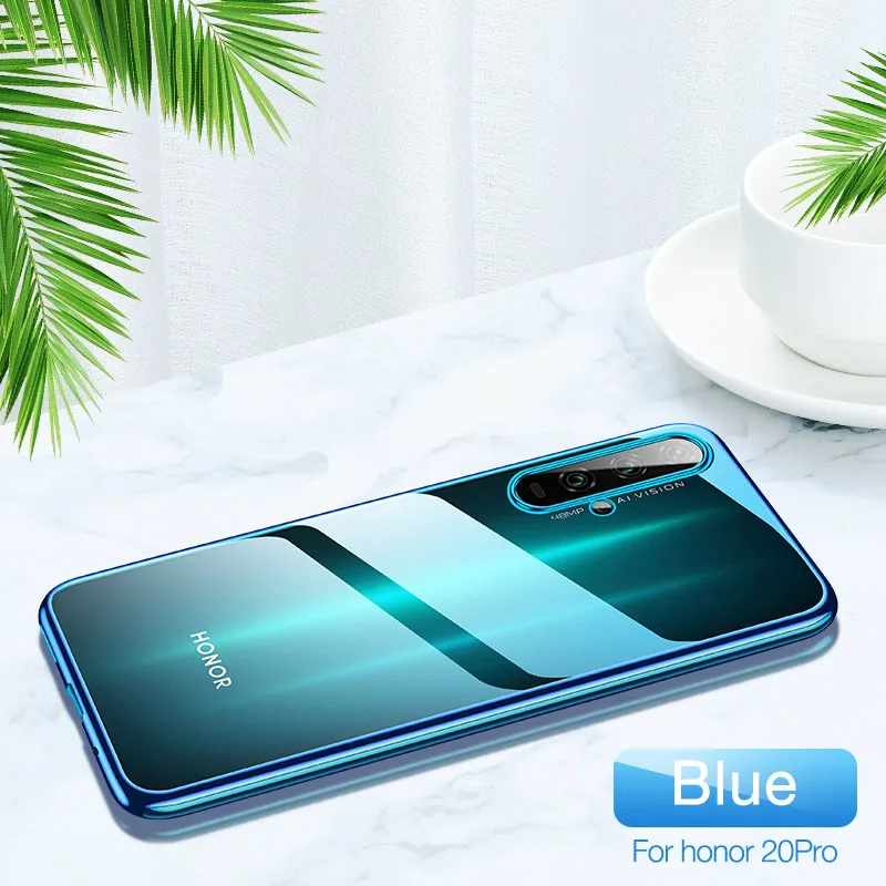 CAFELE новейший чехол для huawei honor 20 pro Мягкий ТПУ ультра тонкий смешанный силиконовый прозрачный блестящий чехол для honor 20 - Цвет: Blue