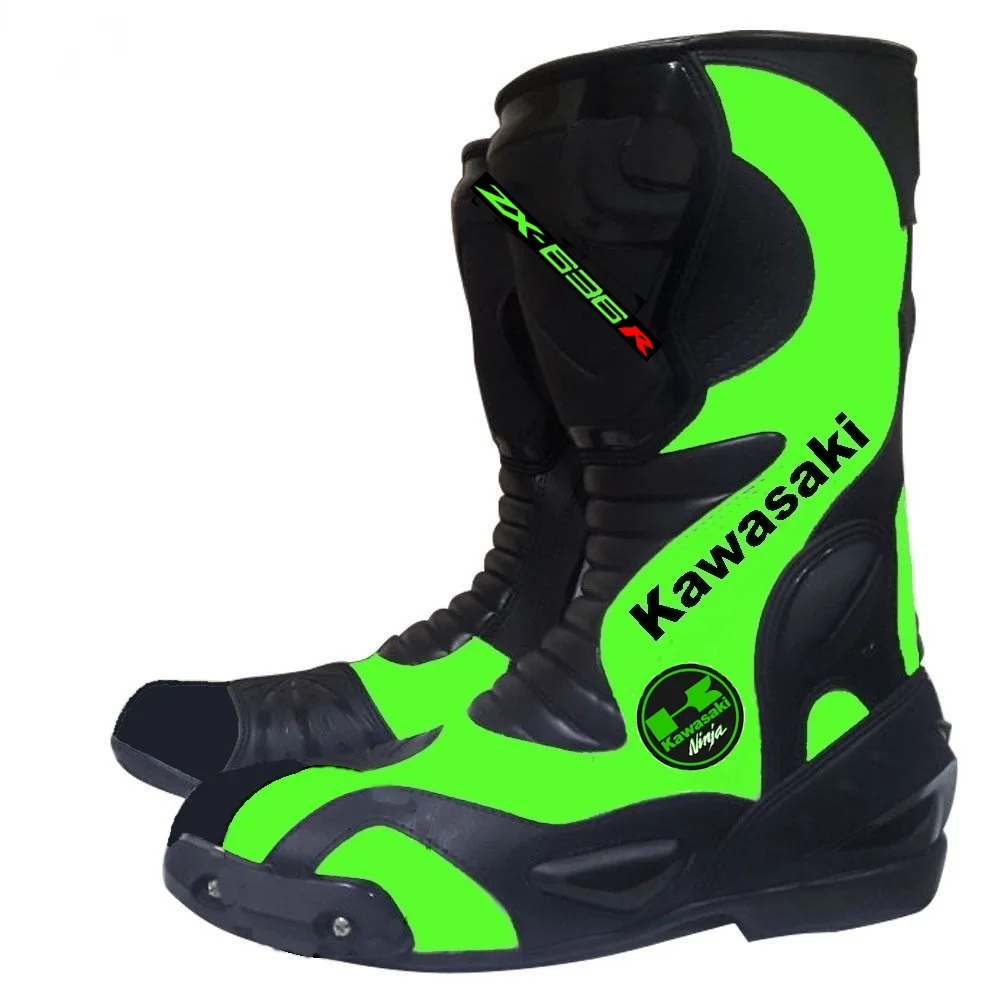 Mens Leather Long Black & Green Kawasaki Motorrad CE Motorbike Motorcycle  Racing Sports Shoes Boots - AliExpress