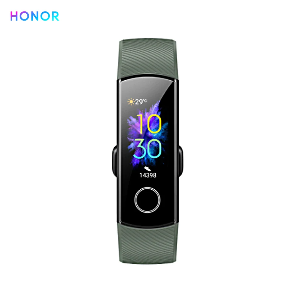 Global Versio huawei Honor Band 5 4, умный Браслет, умный браслет, шагомер, сенсорный экран, для плавания, сердечного ритма, сна, монитор - Цвет: Green Band 5