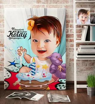 

Personalized Baby Birthday Cartoon Canvas Table (70x100 cm.) 2