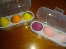 Juego de esponjas de maquillaje, esponjilla de látex saludable, suave, en húmedo y seco, herramientas de maquillaje cónicas, caja de plástico exquisita, 3 /4 Uds.