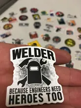 50 Uds soldadura trabajador pegatinas de dibujos animados pegatinas de grafiti de moda equipaje Skateboard impermeable pegatinas coche estilo calcomanías