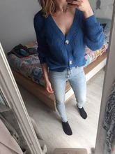 Cárdigan de invierno para mujer, suéter de cachemira de manga larga con cuello de pico, jerséis de punto, abrigo, 2021