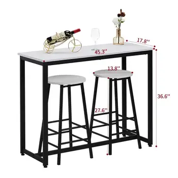 

3-Piece Pub Table Set, Breakfast Bar Table with 2 Bar Stools, Counter Height Dining Bar Table Set for Kitchen, Living Room