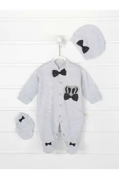 

Gray King Crowned Prince Boy Baby 3 PCs Rompers