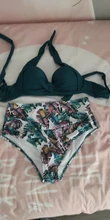 Bikini femenino con cuello Halter y cintura alta, traje de baño con cuello halter y cintural alta con estampado floral en talla XXL