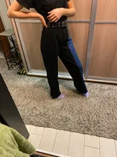 Pantalones vaqueros largos Vintage para mujer, ropa informal suelta de cintura alta, ropa de dos colores vaqueros de pierna ancha