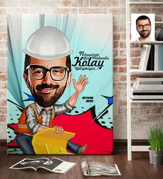 

Personalized Mr Engineer Cartoon Canvas Table (70x100 cm.) 2
