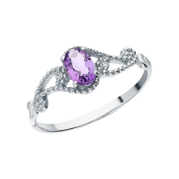 

Silver ring with amethyst and cubic zirconia sunlight sample 925