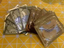 Mascarilla de colágeno para ojos, 10P, cristal dorado, regalo, 5P, parches de ojos para el cuidado de los ojos, antiarrugas, color negro