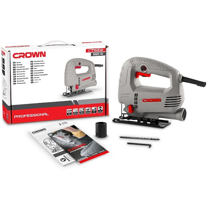 Лобзик электрический CROWN CT15212 (Мощность 550Вт, скорость холостого хода от 700 до 3000 об/мин, маятниковая функция)