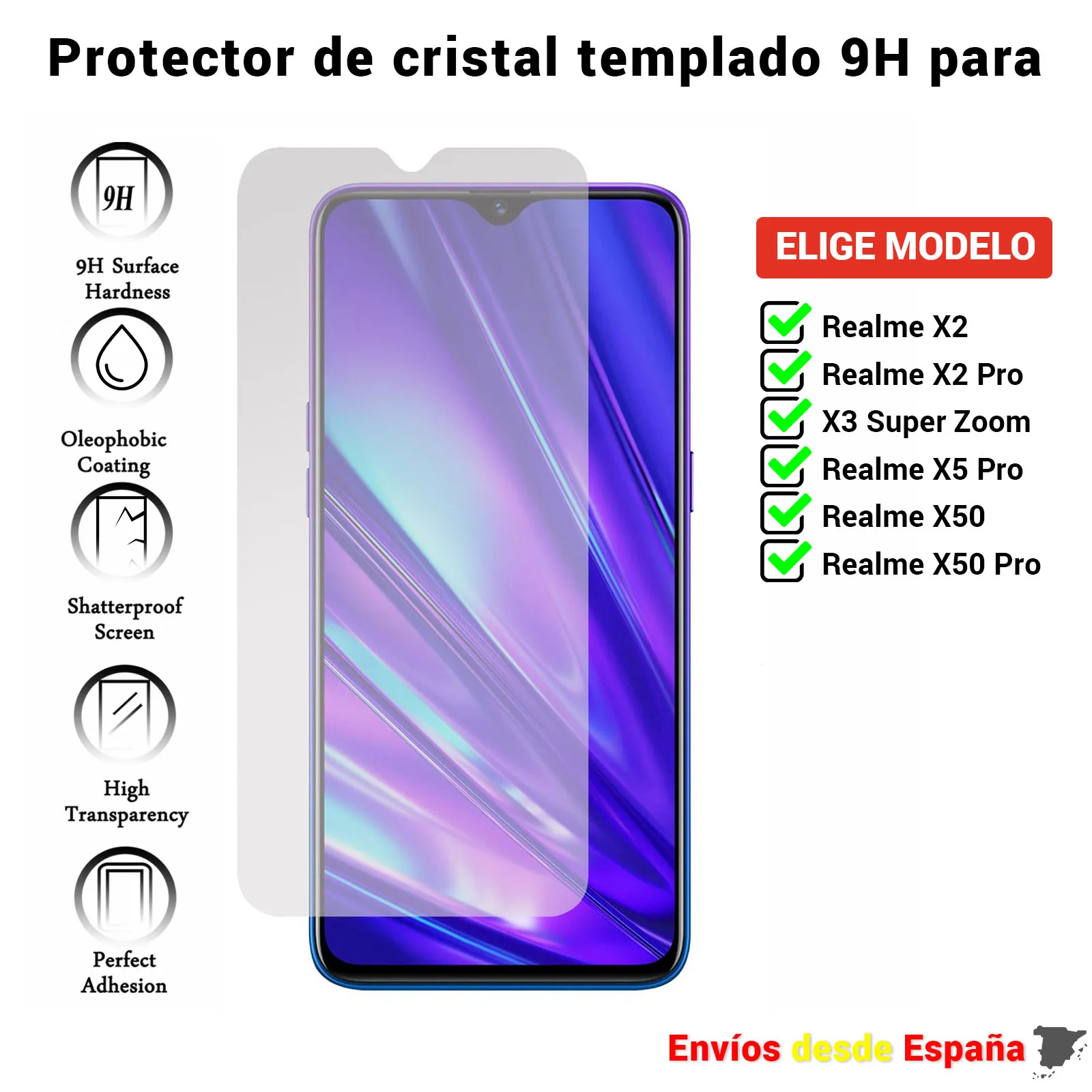 Pellicola Salvaschermo Per Realme X2 X3 X5 X50 Pro Super Zoom. Vetro Temperato Trasparente Per Movil. Scegli Il Modello