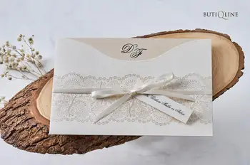 

Wedding Invitation With Envelope and Ribbon 50 pcs
