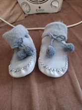 Zapatos medias para bebé recién nacido, calcetines de suelo antideslizantes suaves de espesamiento sólido, calcetín de Nudo de mariposa cálido para 0-24M