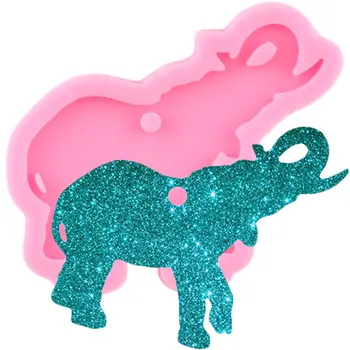 

Shiny Animals Elephant Silicone Keychain Molds DIY Epoxy Resin Keychain Pendant Polymer Clay Moulds