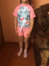 BAOHULU-Conjunto de dos piezas para niña, trajes de baño de manga corta con protección UPF 50 +, traje de baño de protección UV, traje de baño de playa de verano