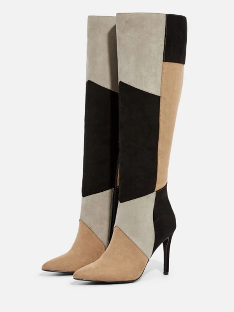 suede stiletto knee high boots