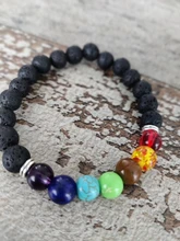 Natural Lava stone beads Healing Balance Chakra charm bracelet 8mm tiger eye bead Tibetan