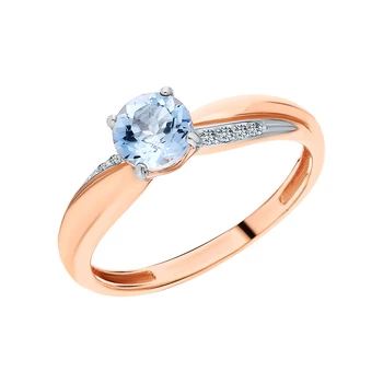 

Gold ring with Topaz and diamonds sunlight sample 585