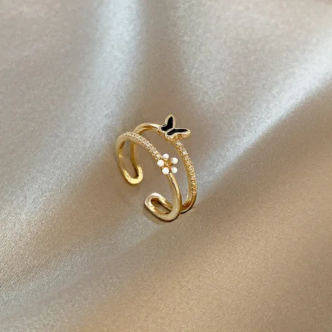 Butterfly Ring For Women Hollow Rhinestone Sparkling Open Adjustable Exquisite Ring Engagement Party Gift Fashion Jewelry