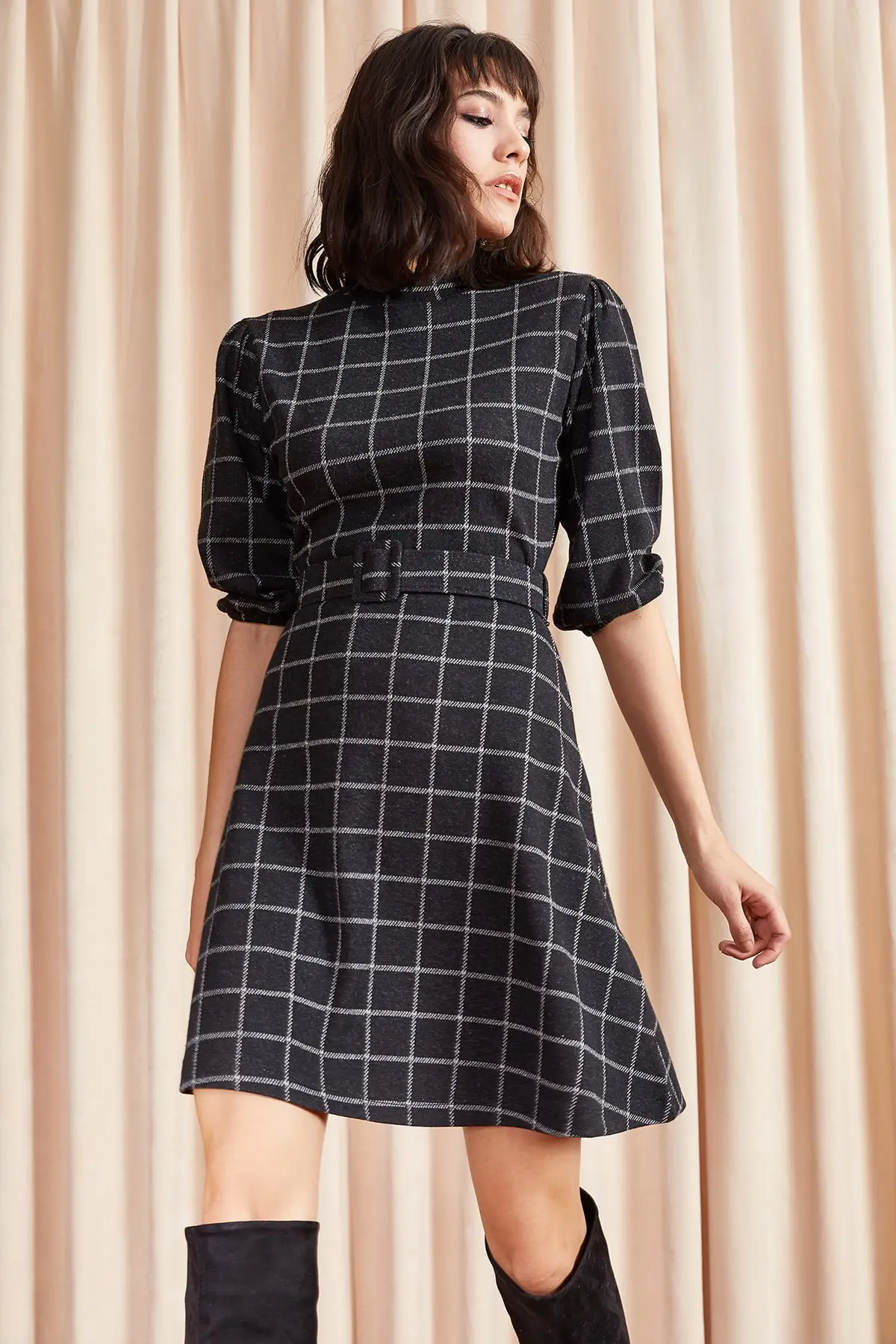 Женское платье в клетку ELB-19000907 | Женская одежда