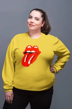 

Angemiel Wear Rolling Stones Pixels Art Yellow Women Sweatshirts