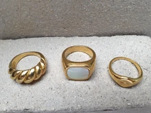 Anillos Croissant de acero inoxidable para mujer, sortija trenzada, anillo de cúpula gruesa, joyería, anillo llamativo