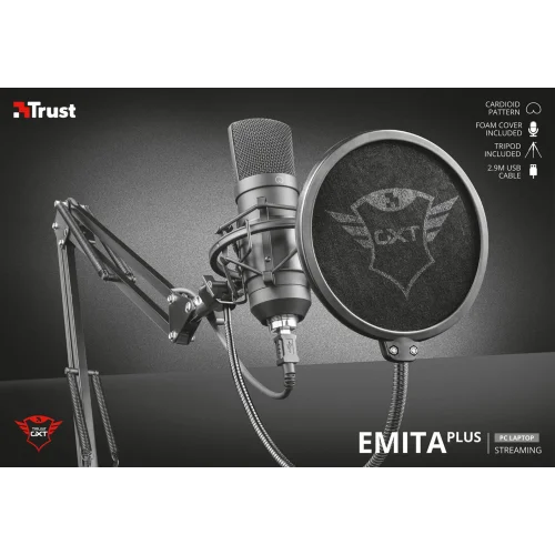 Игровой стрим микрофон 22400 Trust GXT 252+ EMITA PLUS паук стойка защита USB