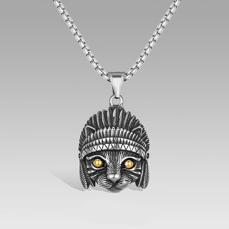 Stainless Steel Owl Cat Rabbit Animal Pendant Necklace For Men Women Vintage Gothic Hip Hop Punk Box Chain Personality Jewelry