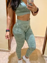 Conjunto de Yoga de camuflaje para mujer, ropa deportiva para gimnasio, Fitness, Leggings de Yoga, Sujetador deportivo, 2 uds.
