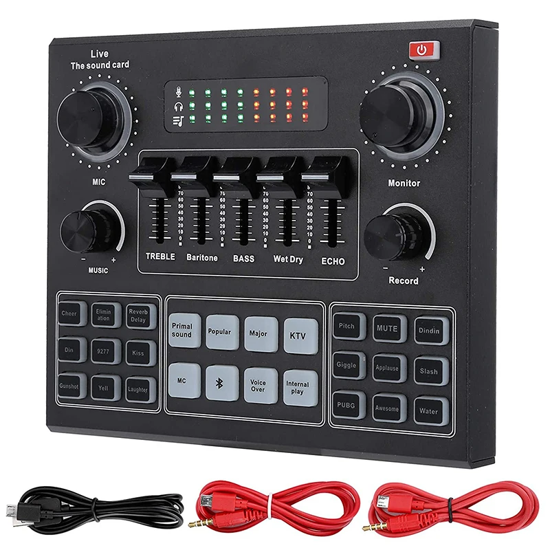 Sound Card with Voice Changer,14 Sound Effects Mixer Audio Mixer