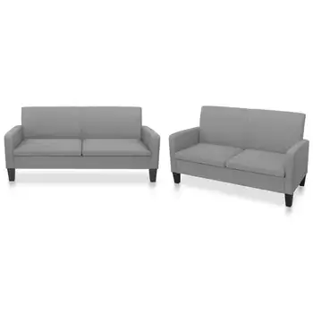 

2 PCs light gray sofa fabric sofa sets