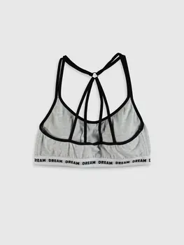 

Backpack Detailed Slogan Printed Bra