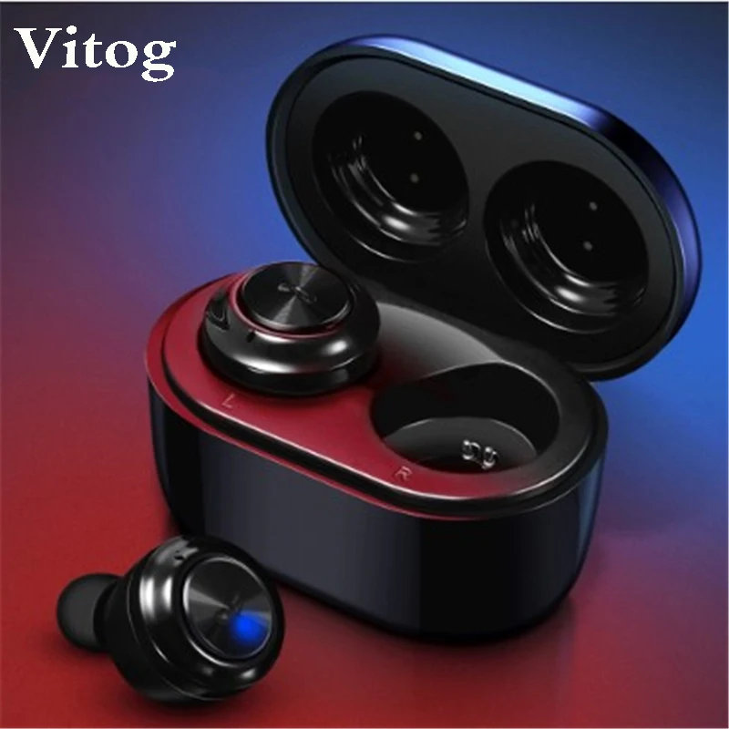 

VITOG F6 Bluetooth Earphone Wireless Bluetooth 5.0 Headphone Sports Waterproof Headset In-ear Earbuds with Charging Box PK F9