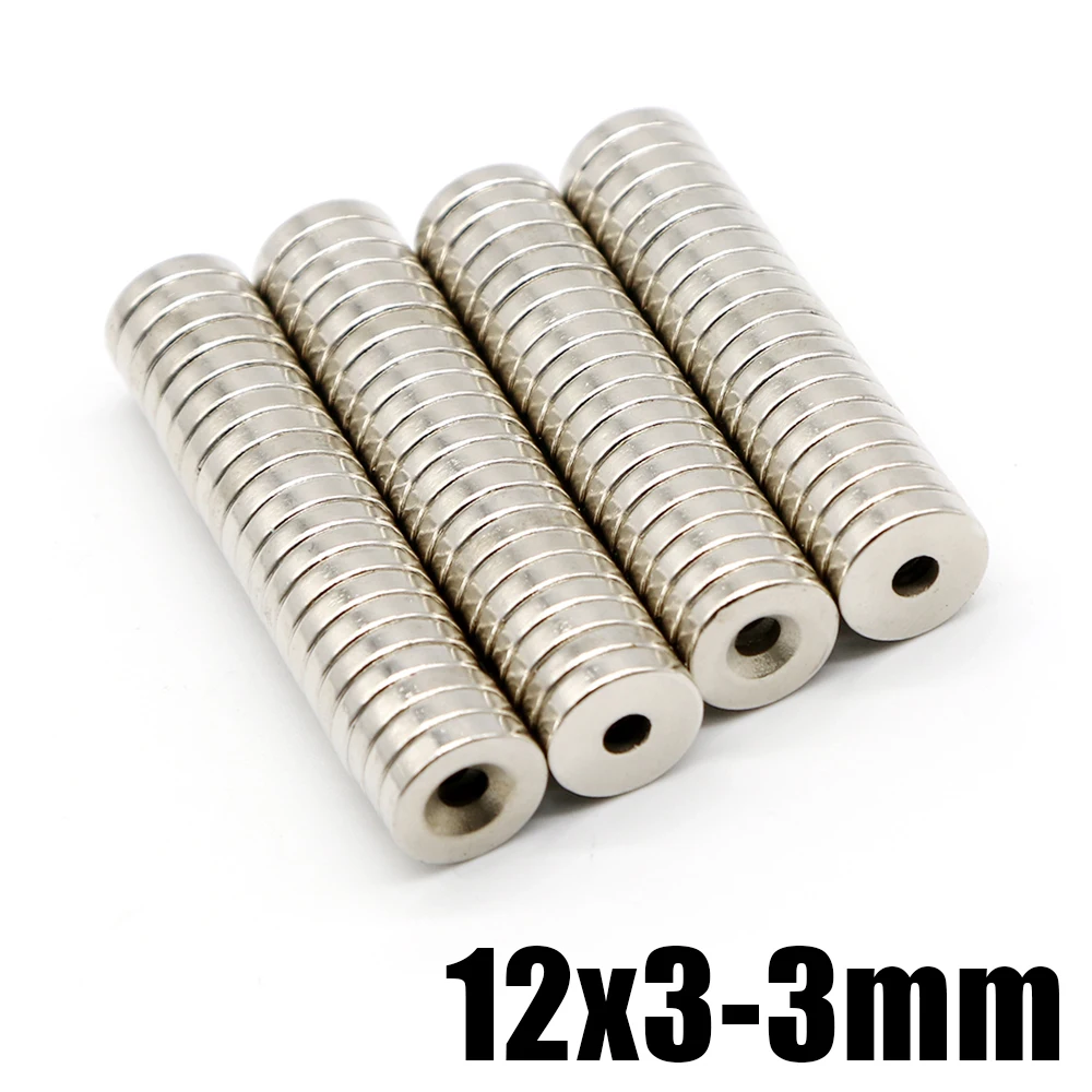 NdFeB Neodymium Magnet Small Round Permanent Disc 12x3-3 mm 12x3 Hole 3 10/20/50/100Pcs round magnets neodymium magnets