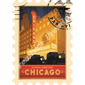 

Chicago souvenir magnet vintage tourist poster
