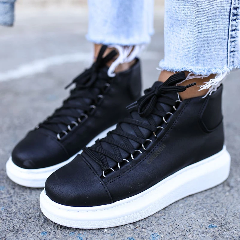 

Chekich Women's and Men's Shoes Black Artificial Leather Lace Up Unisex Sneakers Comfortable Flexible Fashion Wedding Orthopedic Walking Sport Lightweight Odorless Breathable Hot Sale Air New Brand Boots CH258 Women V5