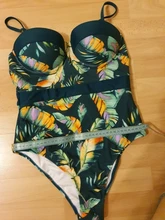 One-Piece Swimsuit Bathing-Suits CUPSHE Women Monokini Tropical Push-Up Girls Sexy Green