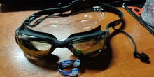 Gafas de natación antiniebla profesional para adultos, lentes de natación negras con tapones para los oídos, Clip para la nariz, gafas de natación de silicona electrochapadas