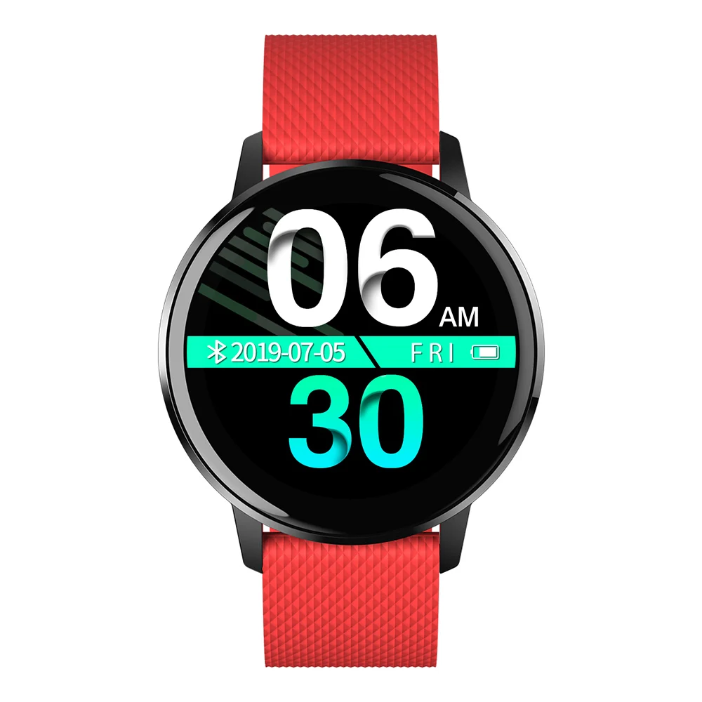 RUNDOING T4 Смарт-часы мужские кровяное давление монитор сердечного ритма фитнес-трекер женские спортивные Смарт-часы для Android и IOS - Цвет: Red leather strap
