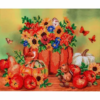 

Бн-3057 set for embroidery with beads hobby & pro 'Autumn посиделки', 30*25 cm