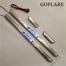 Светодиодные накладки на пороги для Nissan Juke F15, автомобильные аксессуары, 2010-,, светящиеся пороги