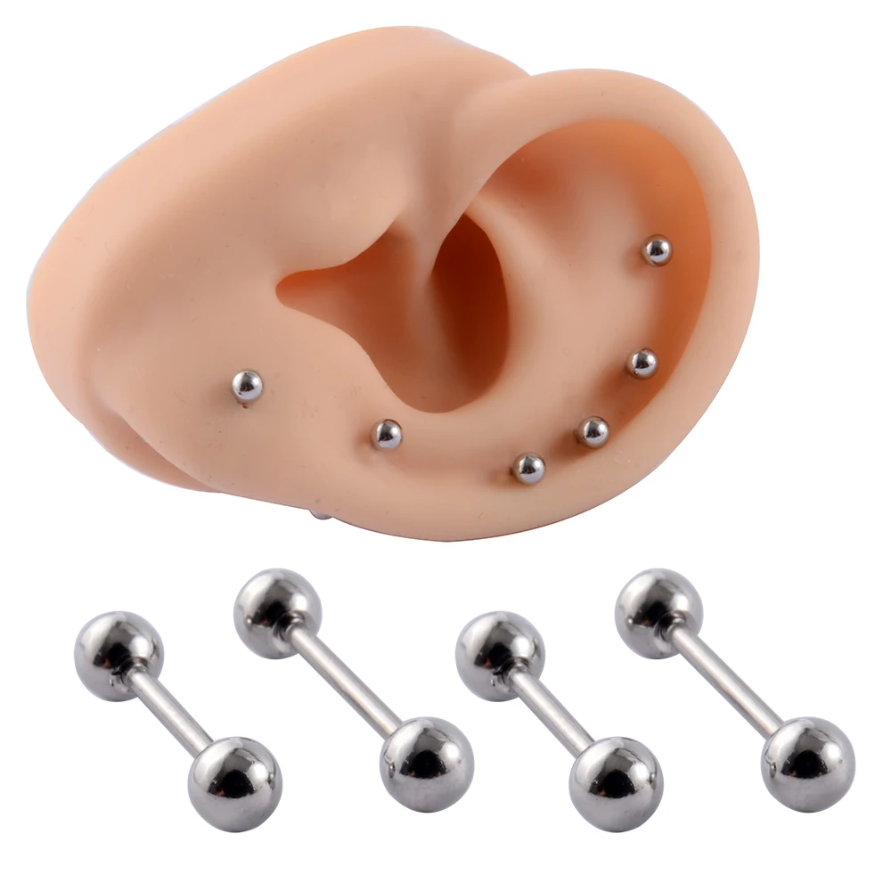 Piercing all'orecchio in acciaio inossidabile Tragus cartilagine Piercing colore argento orecchino a sfera conchiglia orecchio lobo Stud Helix cartilagine Piercing gioielli