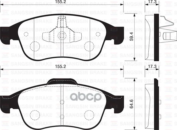 Колодки Тормозные Renault Duster 10-/Fluence 10-/Megane Iii 08- Передние Sangsin Brake Sp1390 Sangsin brake арт. SP1390