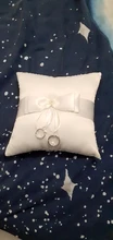 Anillo almohadilla con lazo doble y perlas, romántico, almohada nupcial, ceremonia de boda, bolsillo, portador de anillo almohadilla con cintas de decoración